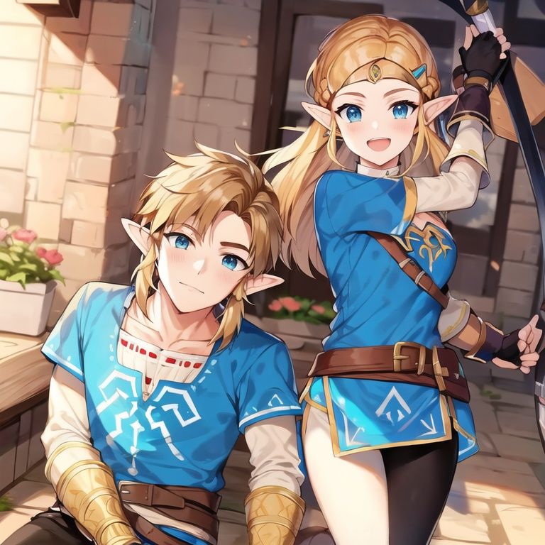 hxbq and l5ak,1boy and 1girl,l5ak with blue shirt and black pants,lovers,l5ak with long blonde hair and crown bra