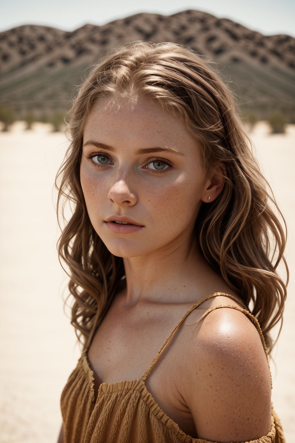 a european girl outdoors,  california dessert,  summer dress on Tensor.Art