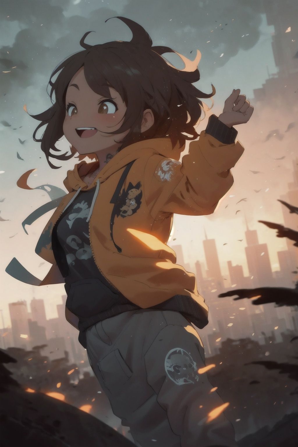 style of Greg Simkins,  a hot chick,  hoody on on Tensor.Art