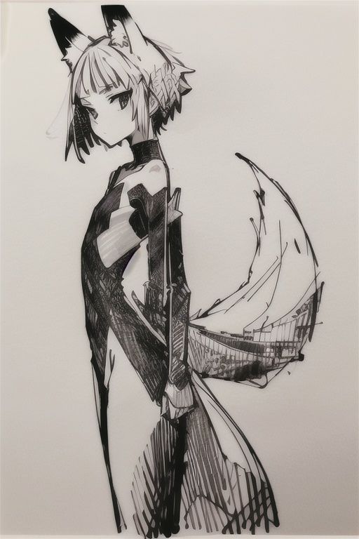 penSketch_style,  ink sketch,  1girl on Tensor.Art