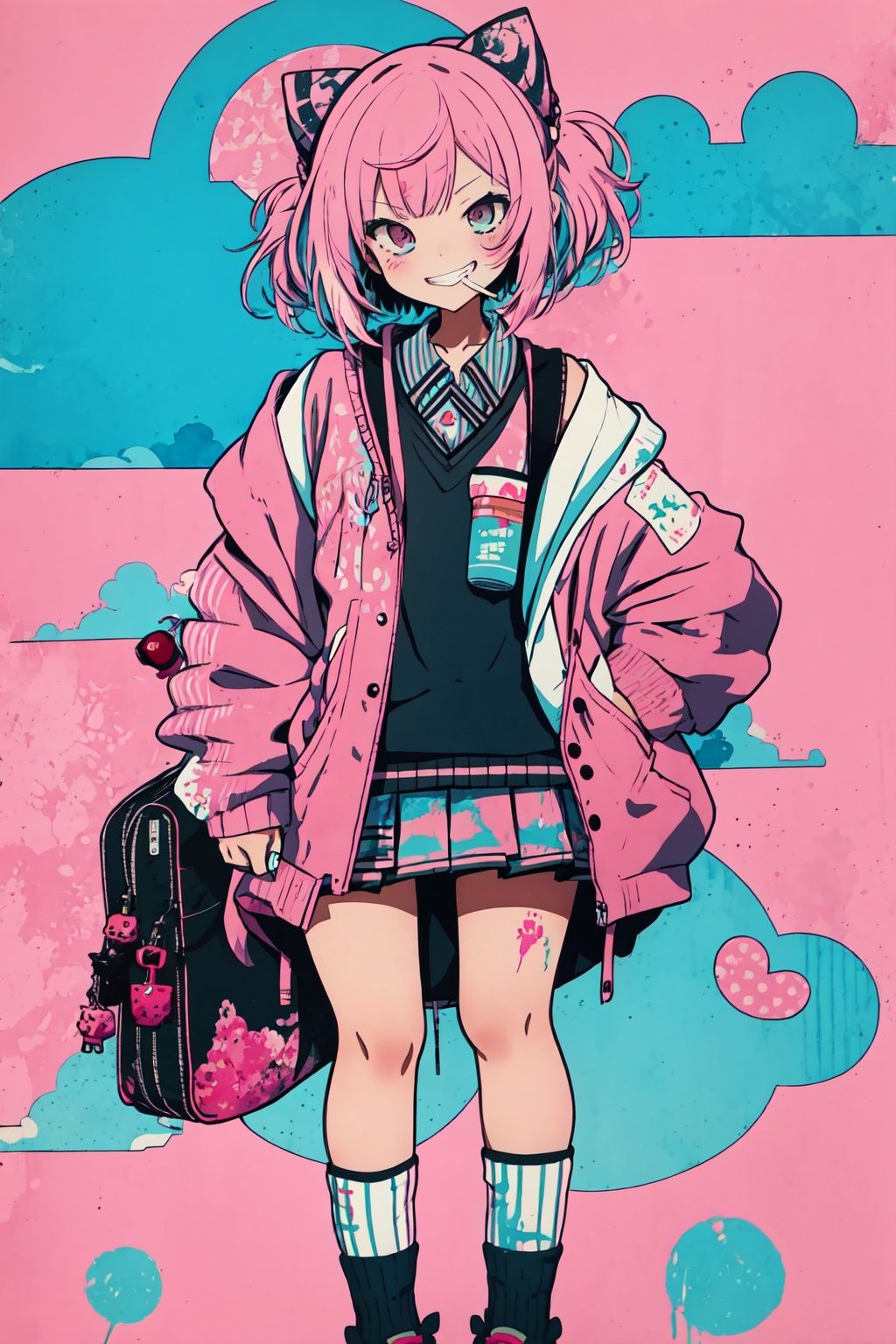 style of Jim Mahfood,  girl,  asymmetrical bob on Tensor.Art