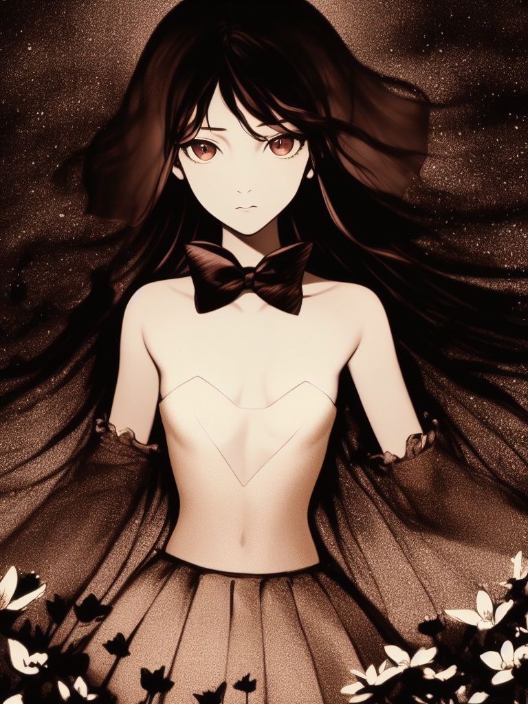 a style of shahua,((masterpiece)),(((bestquality))),((ultra-detailed)),((illustration)),((disheveledhair)),((frills)),(1girl),(solo),dynamicangle,bigtopsleeves,floating,beautifuldetailedsky,onbeautifuldetailedwater,beautifuldetailedeyes,overexposure,(fist),expressionless,sidebluntbangs,hairsbetweeneyes,ribbons,bowties,buttons,bareshoulders,(((smallbreast))),detailedwetclothes,blankstare,pleatedskirt,flowers