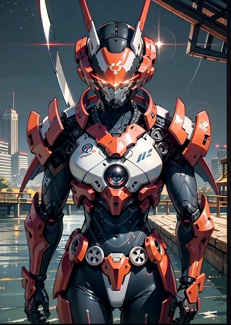 [1 man:15] , The cyber helmet covers the whole face,((hold the katana)),
solo,alone
caustics,reflection,
HDR (High Dynamic masterpiece,best quality,ultra-detailed,
very detailed illustrations,
extremely detailed,
intricate details,highres,
super complex details,
extremely detailed 8k cg wallpaper,
caustics,reflection,
ray tracing,
demontheme,
nebula,
dark aura,
cyber effect,
 full armor,
red eyes,glowing eye,
eye trail,
random expressions,
pond, 
starry sky,
skyline,