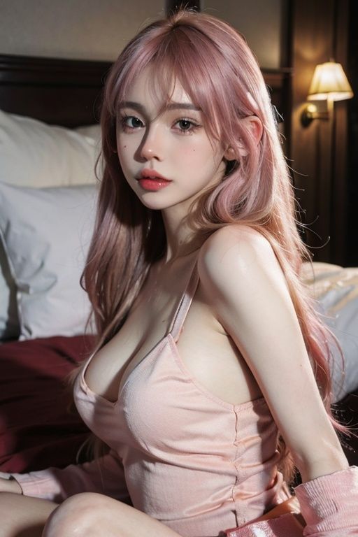 ((masterpiece), (best quality), ultra high res, (raw photo:1.2), (photorealistic:1.4), Exceptional detail, dramatic lighting, highres,   8k, absurdres, solo, CNGirl_2, 1girl,  ((pink hair)), long hair, on bed, lying, on back, sex, missionary, cowgirl position, 1boy, penis, penetration, vaginal, *****,<lora:CNGirl_2_20-000002:0.7>
