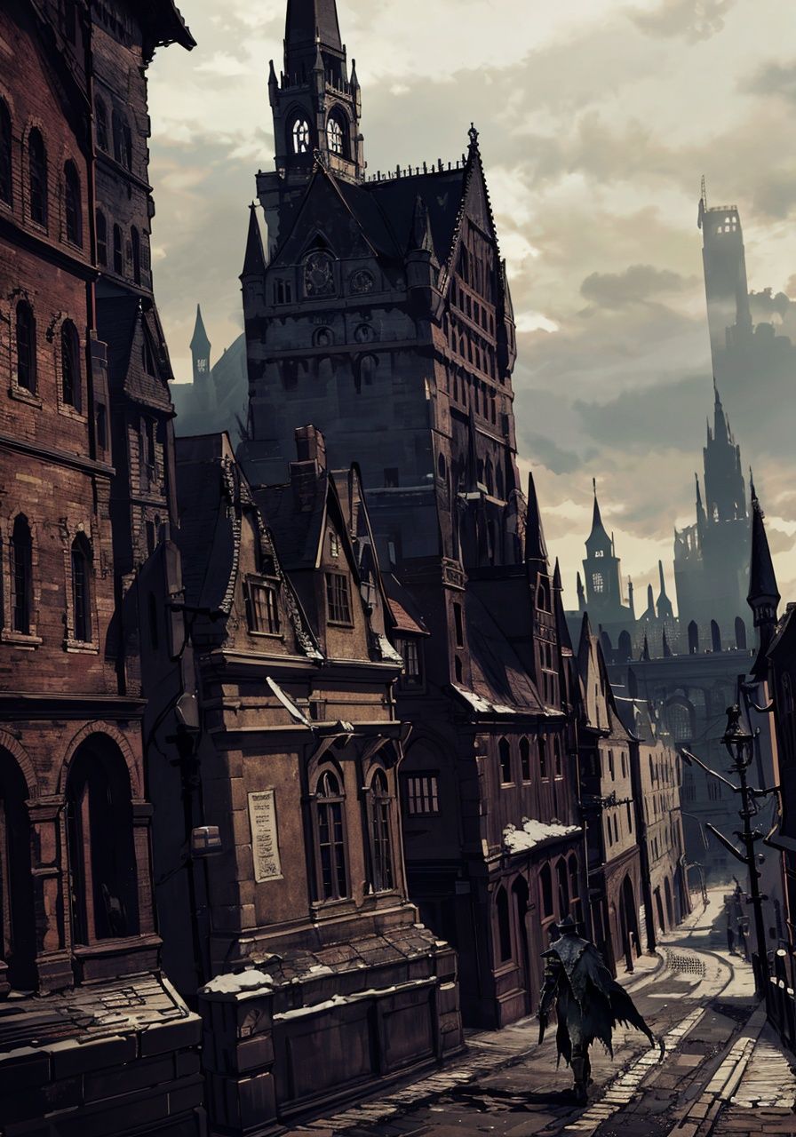 Bloodborne, docter:1.5,monster,city:1.1, <lora:Bloodborne-000075:0.4>,1men:1.2,solo:1.2