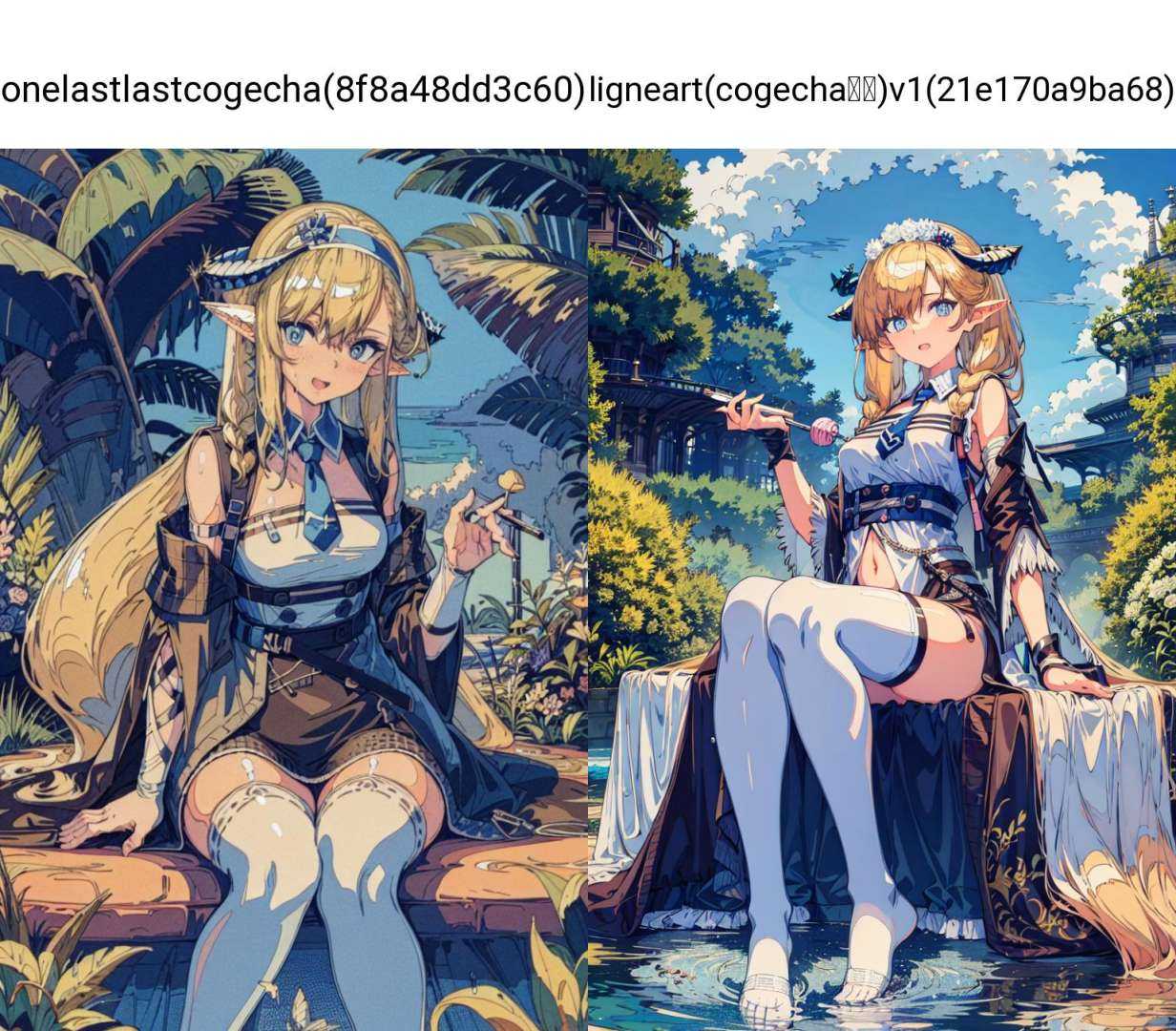 (masterpiece:1.2),origen (best quality:1.3), (ultra-detailed:1.2), (illustration:1.2), (Cinematic Lighting),In a whimsical and fantastical garden,(loli,small breasts),1girl, animal ears, bangs, blonde hair, blue hairband, fox ears, fox tail, green eyes, hair rings, hairband, multicolored hair, multiple tails, short hair, tail, white hair,white thighhighs,the 2D anime girl sits on a giant toadstool, surrounded by giant mushrooms and colorful butterflies. She wears a playful and quirky dress of polka dots and stripes.navel,no shoes,(wet) clothes,(wet) thighhighs,She has a curious and adventurous expression on her face,as she explores the strange and wondrous garden. (blush),Her hair is styled in pigtails, the color of candyfloss, adorned with a pair of oversized bows. She holds a lollipop in one hand, and a butterfly in the other hand. The atmosphere is whimsical and playful, it's clear that she is in her element and enjoying the moment of the fantastical garden.,