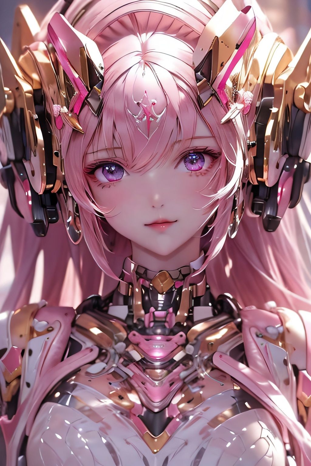 insane details, intricate details, hyperdetailed, hyper quality, high detail, ultra detailed, 1girl,Pink Mecha