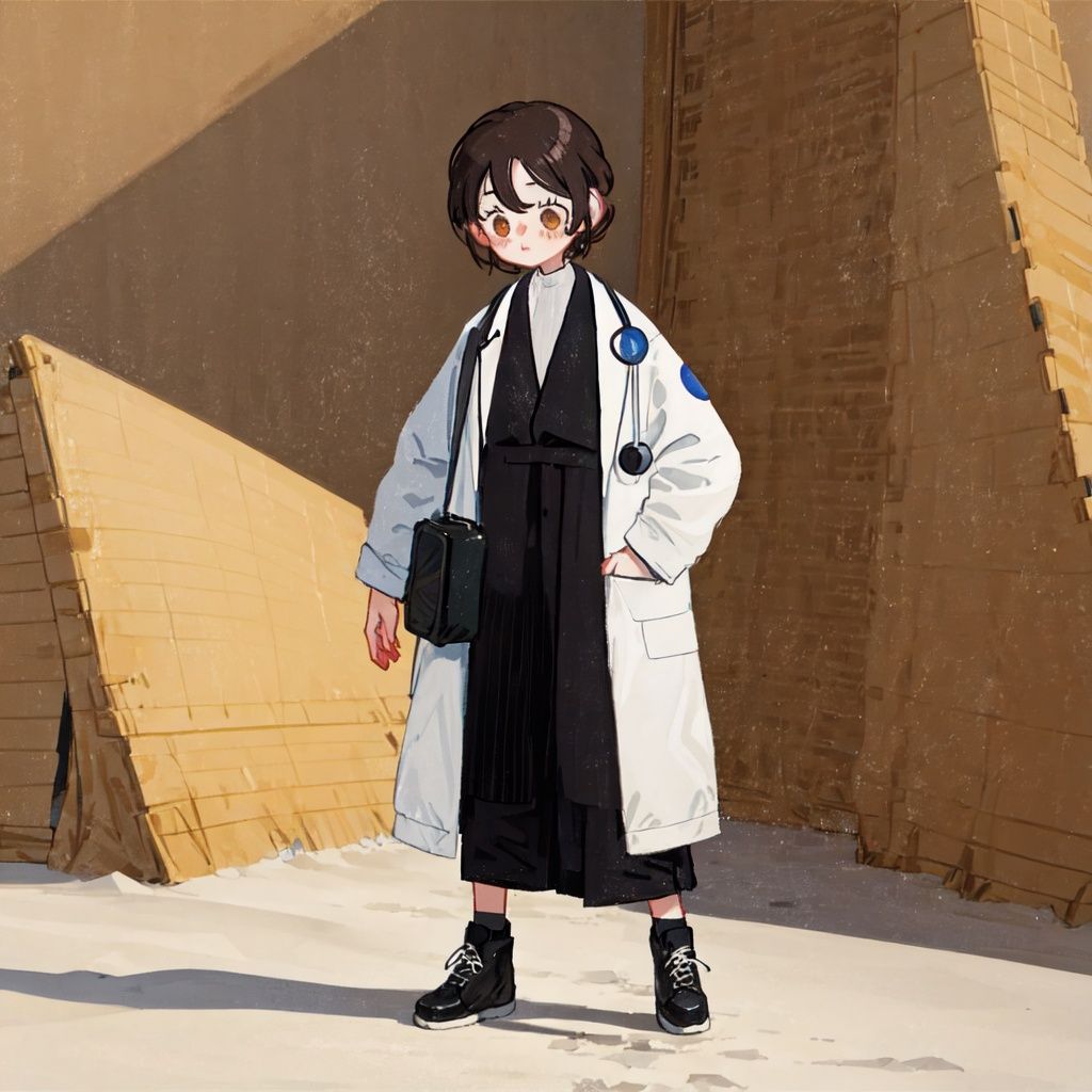 1 girl,full body, desert,doctor,<lora:fatiaowanv5:0.75>
