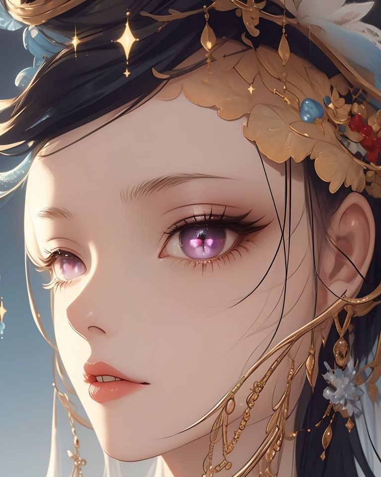 eye,<lora:LORA_fantacyeye_v2:0.6>,perfect eye,   <lora:mFKorea_60e5lion:0.5>, gradient_eyes, colored  eyelashes, pupils  sparkling, purple eyes,stars in eyes, masterpiece, best quality,