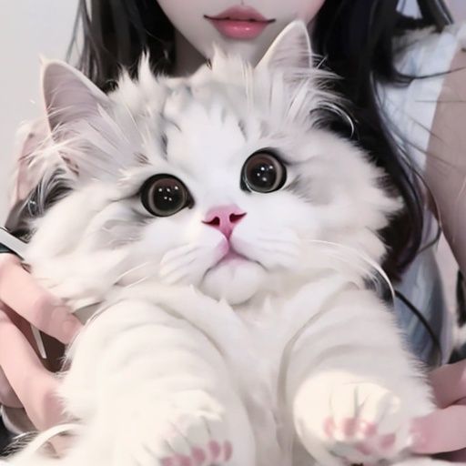(masterpiece),photorealistic,(best quality),highres,high class,smiling,pureerosface_v1,ulzzang-6500,solo,looking at viewer,simple background,white background,<lora:baimaomao2lora-04:0.9>,baimaomaolora,cat,no humans,white cat,animal,fluffy face,fluffy,paw,animal paw,cat paw,,