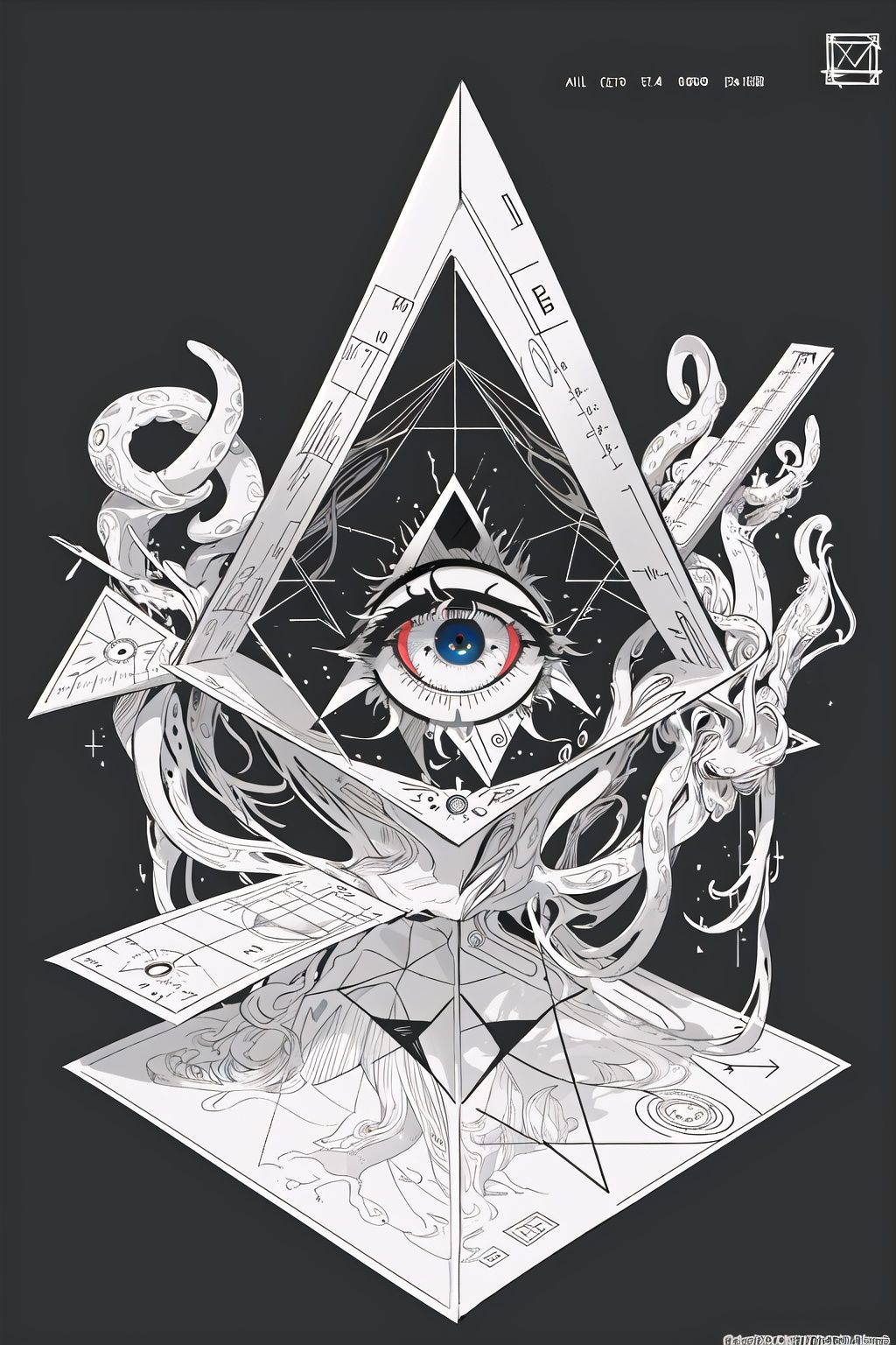 //[(simple background:1.5)::5], (imid shot:0.95), (cowboy shot:1.25),(official art:1.2),//,//(the all seeing eye:1.5),(detailed and beautiful eyes:1.1),//(tentacles mouth,many eyes,eye split,blood, :1.2),u(rose graffiti:1.1),((black and red:0.6) but Limited palette:1.35),melancholy,(paper fairy:1.1),full body,small breast, flowing in the air,(cool:1.2),green long hair,(dark matter:1.1),(colorful dress:1.1),(red ink paper flower grow on the face:1.0),(ram's horn),(nagative space:0.6),(drawing board:0.8),(Higher dimensional space:1.1),(Compass, triangular plate, ruler, mathematical formula, number:1.2)(figure of geometry:1.3),(ether colorful ink flowing:1.1),