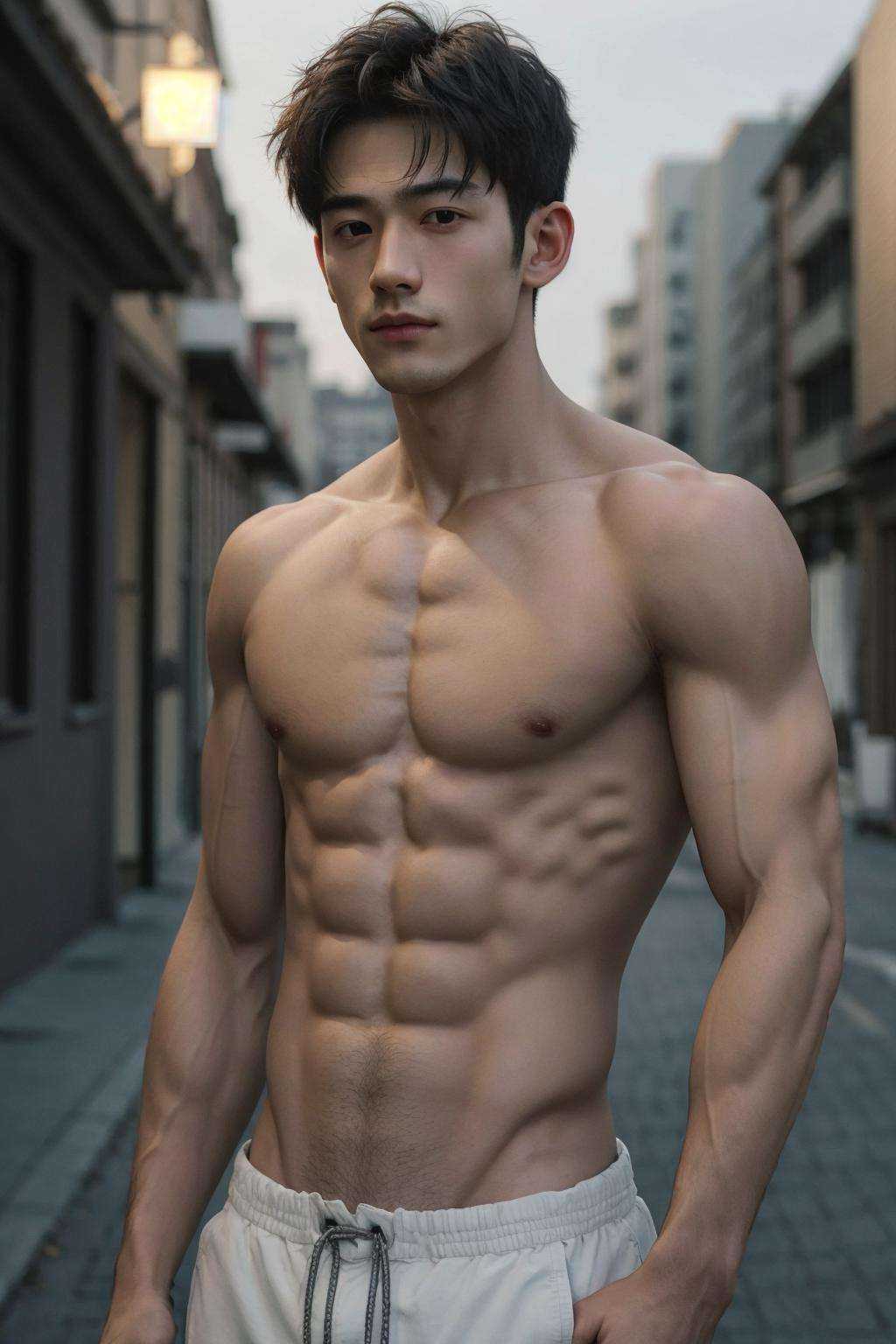 1boy,  male focus,  topless male on Tensor.Art