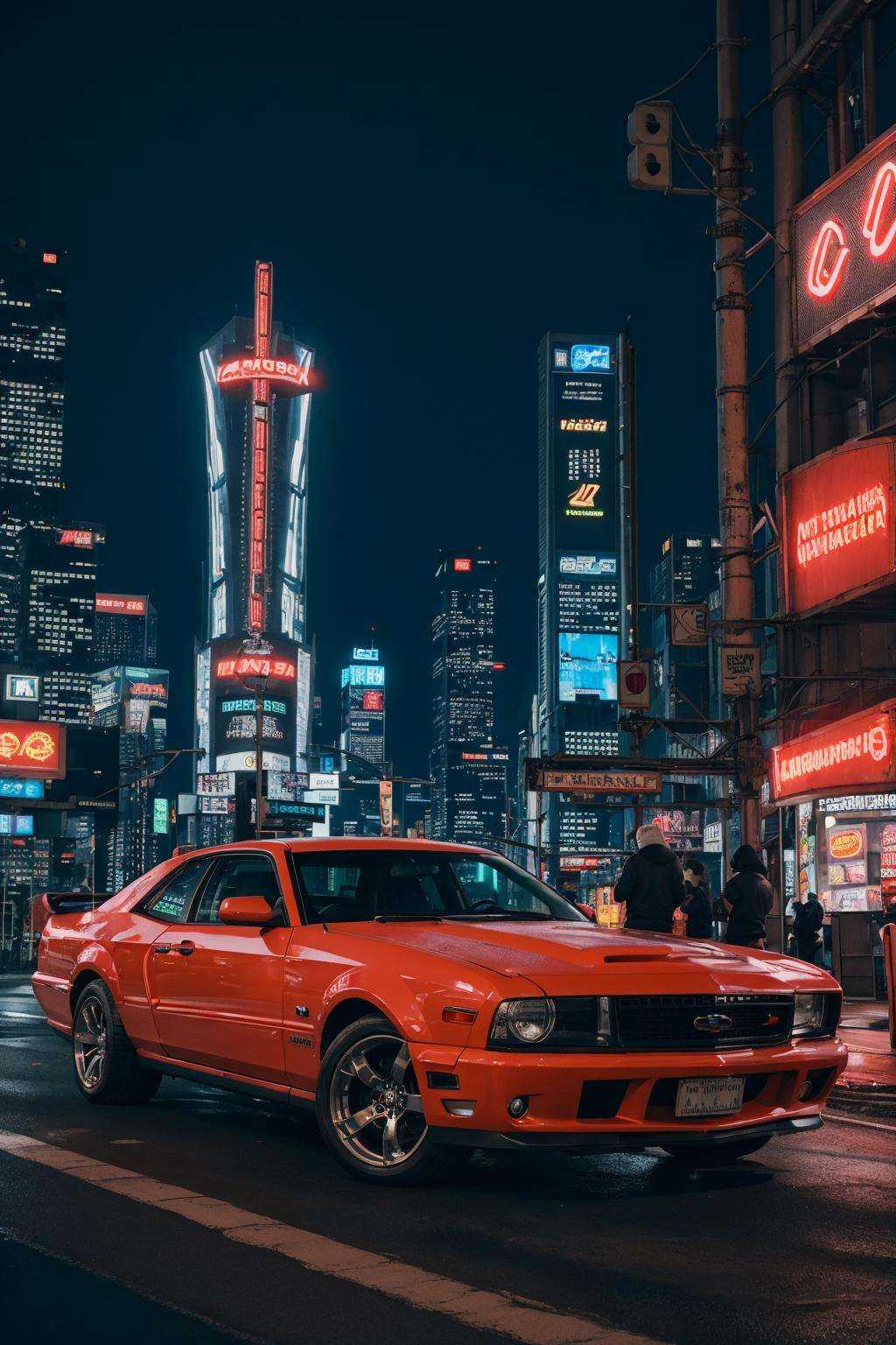 yper realistic,  metal,  professional photo of a futuristic muscle car with multiple modifications on Tensor.Art