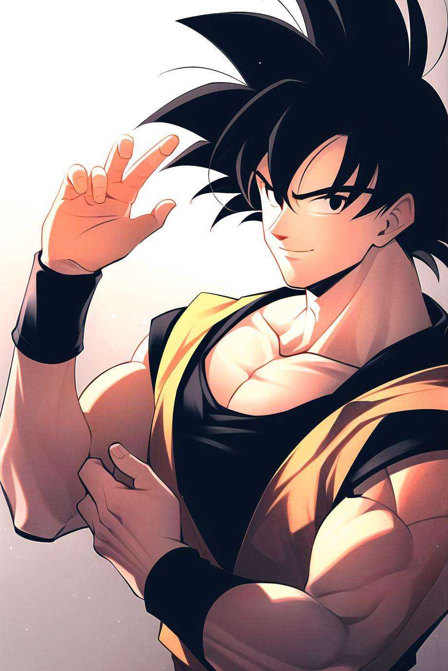 son goku,  1boy,  backlighting on Tensor.Art