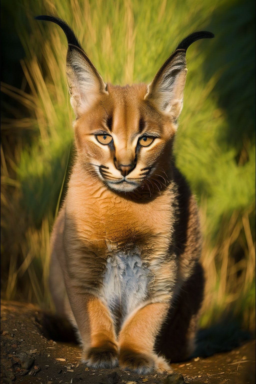 masterpiece, best quality,caracal,caracalcat,ningmao,kitten,soviet poster,Propaganda poster of communist ideology,sci-fic,oil painting,astronaut, forest,
