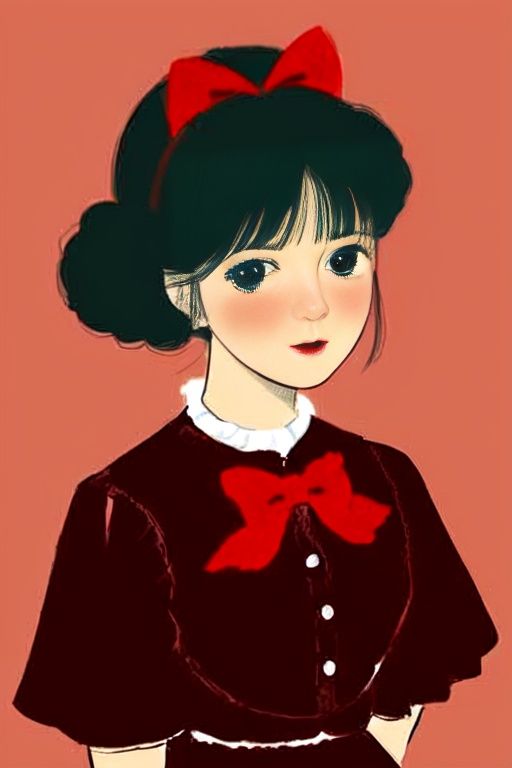best quality, real_skin, 1girl,half body, beauty,Red clothes, Red bow tiara