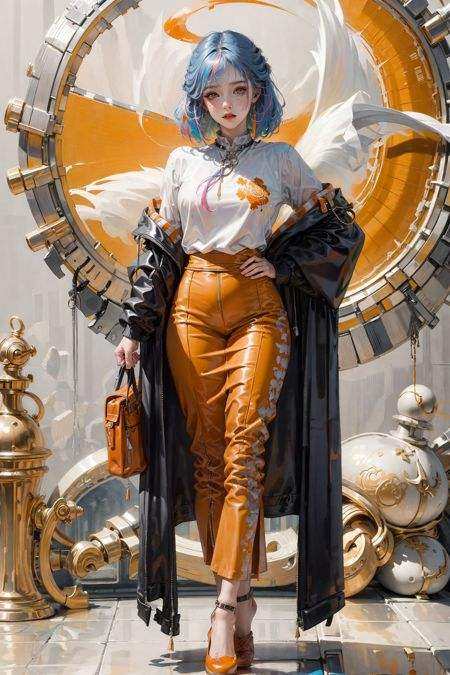 (xx)(xx),  orange background,  1girl on Tensor.Art