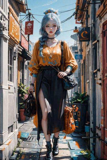(xx)(xx),  orange background,  1girl on Tensor.Art