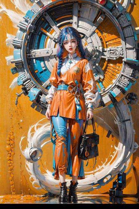 (xx)(xx),  orange background,  1girl on Tensor.Art