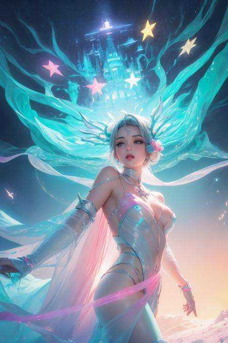candy world Disney land ethereal soft fluffy soft landscape forest snowavatar Pastel pink sky green blue sparkle ethereal...