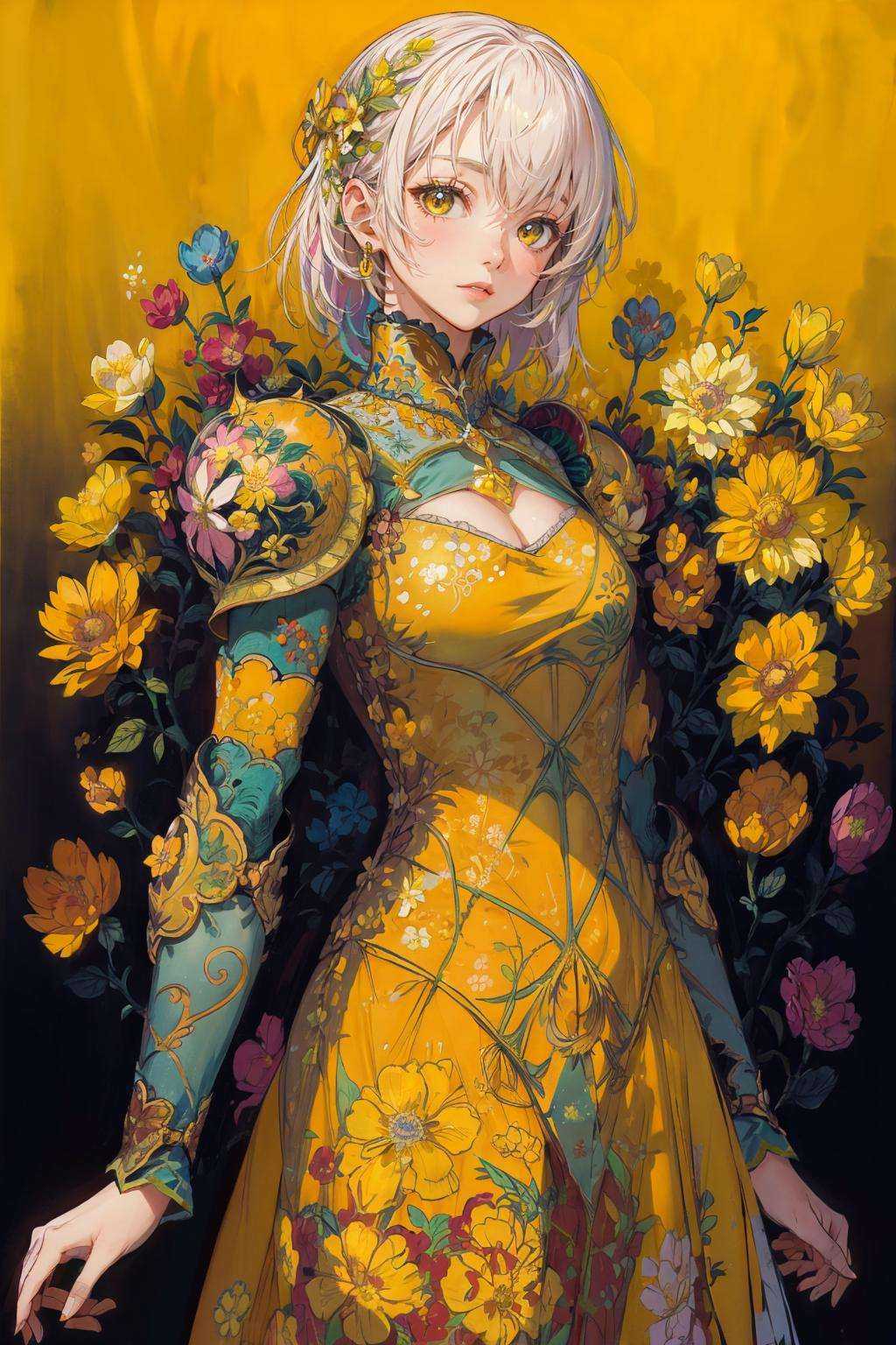 woman,  flower dress,  colorful on Tensor.Art