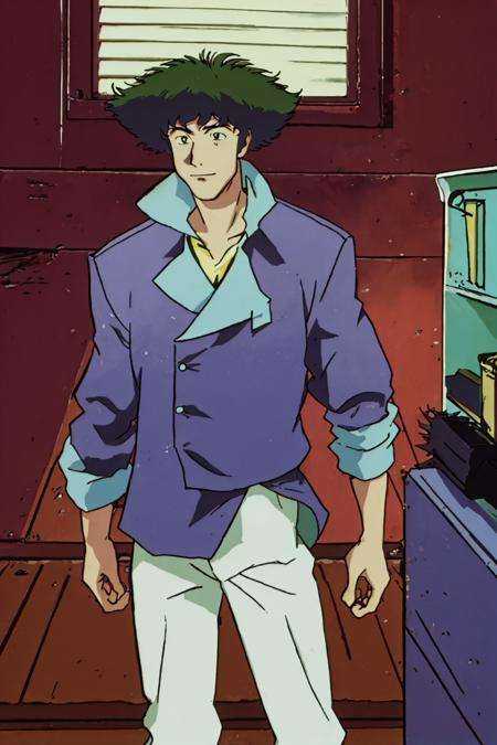 masterpiece, best quality,1boy,1980s \(style\), spike \(cowboy bebop\)