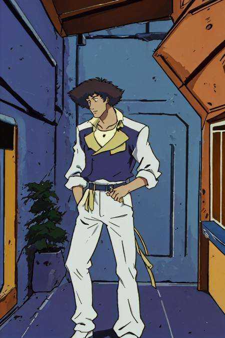 masterpiece, best quality,1boy,1980s \(style\), spike \(cowboy bebop\)