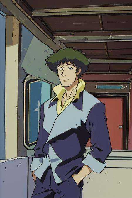 masterpiece, best quality,1boy,1980s \(style\), spike \(cowboy bebop\)