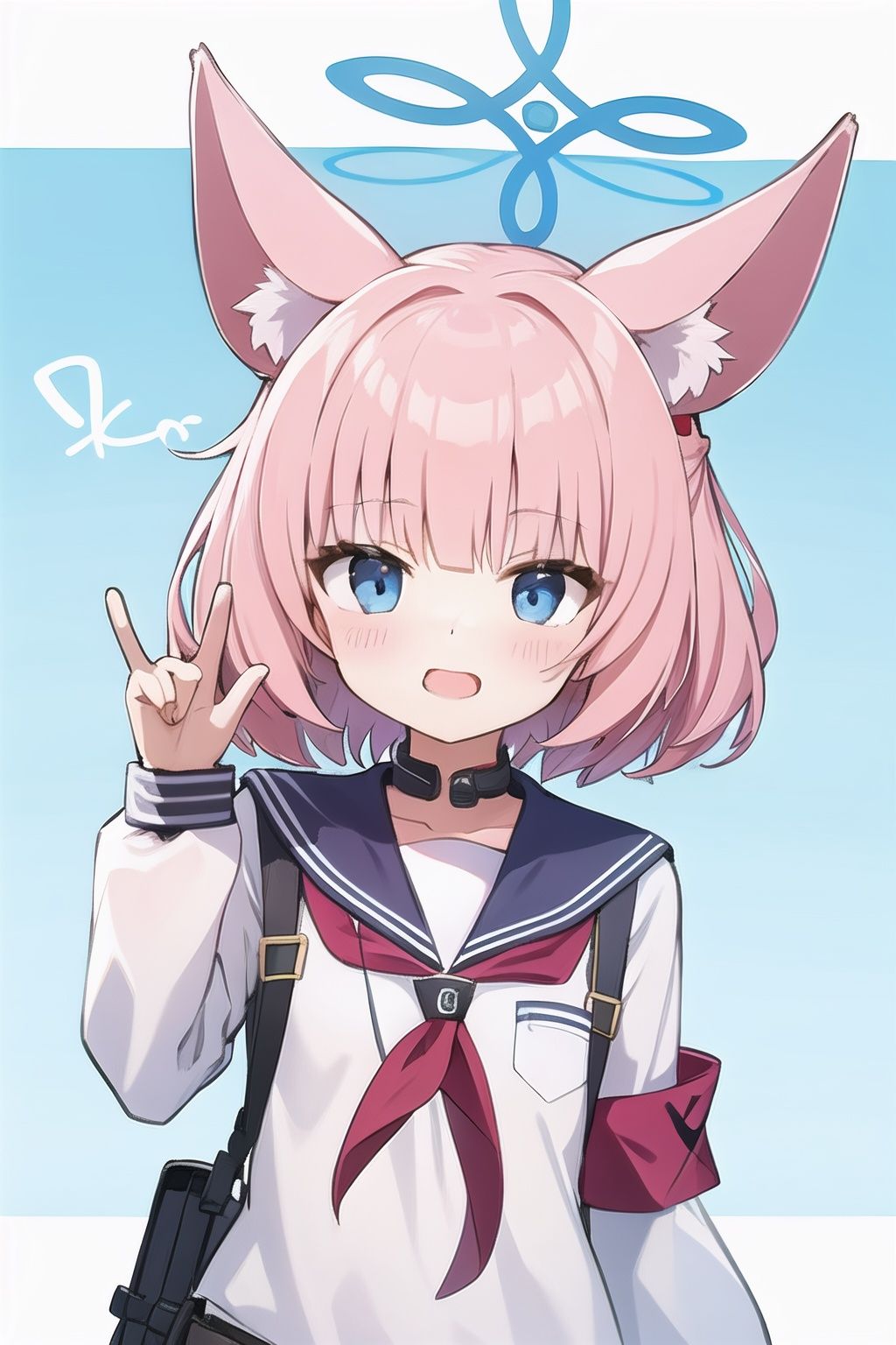 short hair,  pink hair,  blue eyes on Tensor.Art