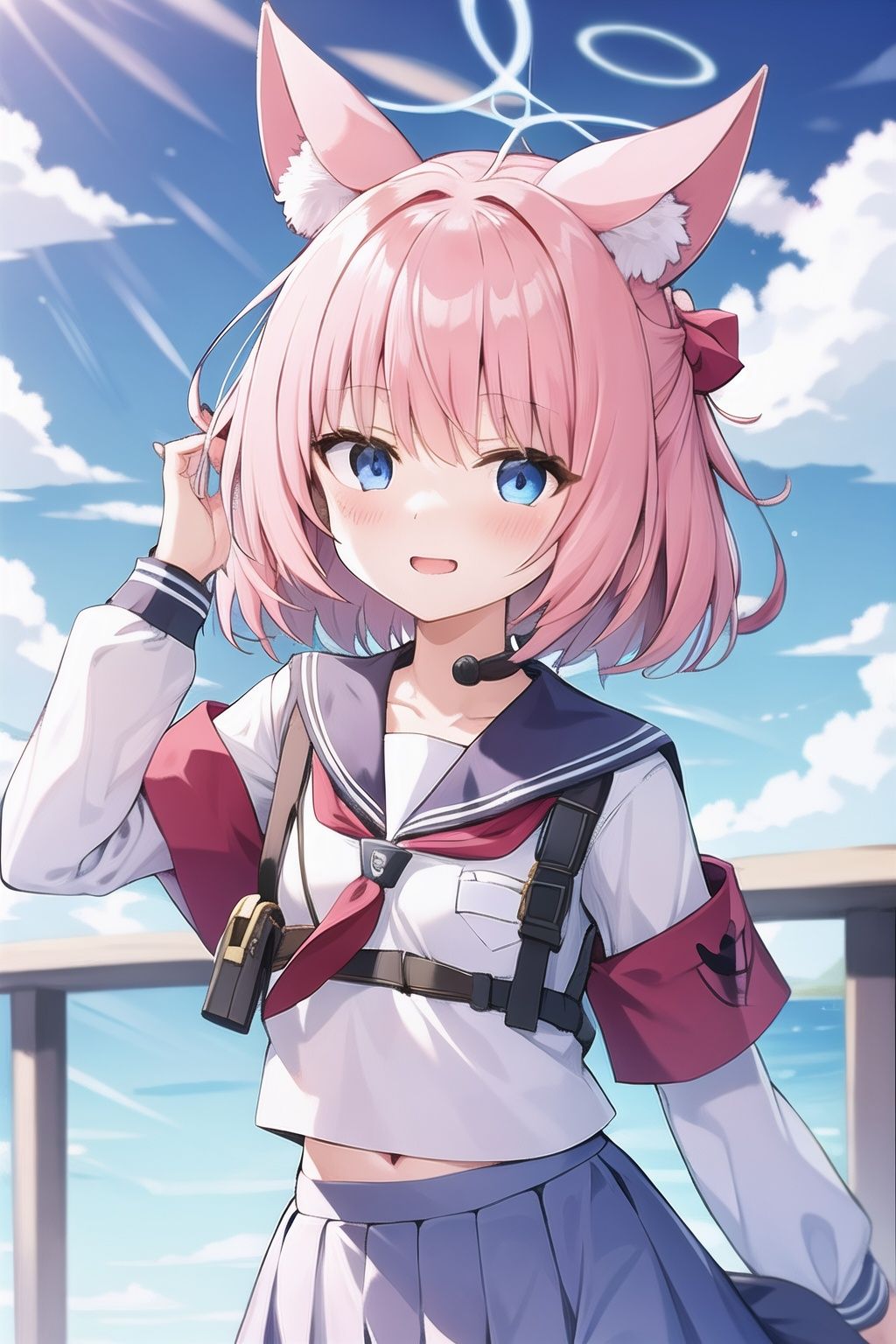 short hair,  pink hair,  blue eyes on Tensor.Art