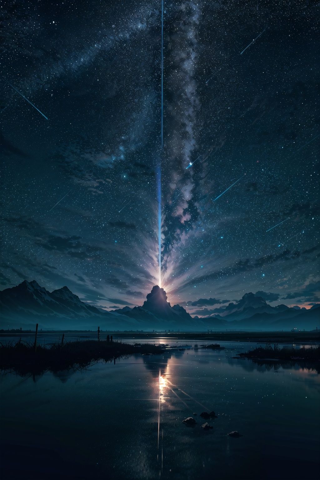 [(starry sky background:1.5),::5],mid shot, //masterpiece, high quality, highres, cinematiclighting, Sense of epic, Rich in details, depth of field, reflection light, god rays,