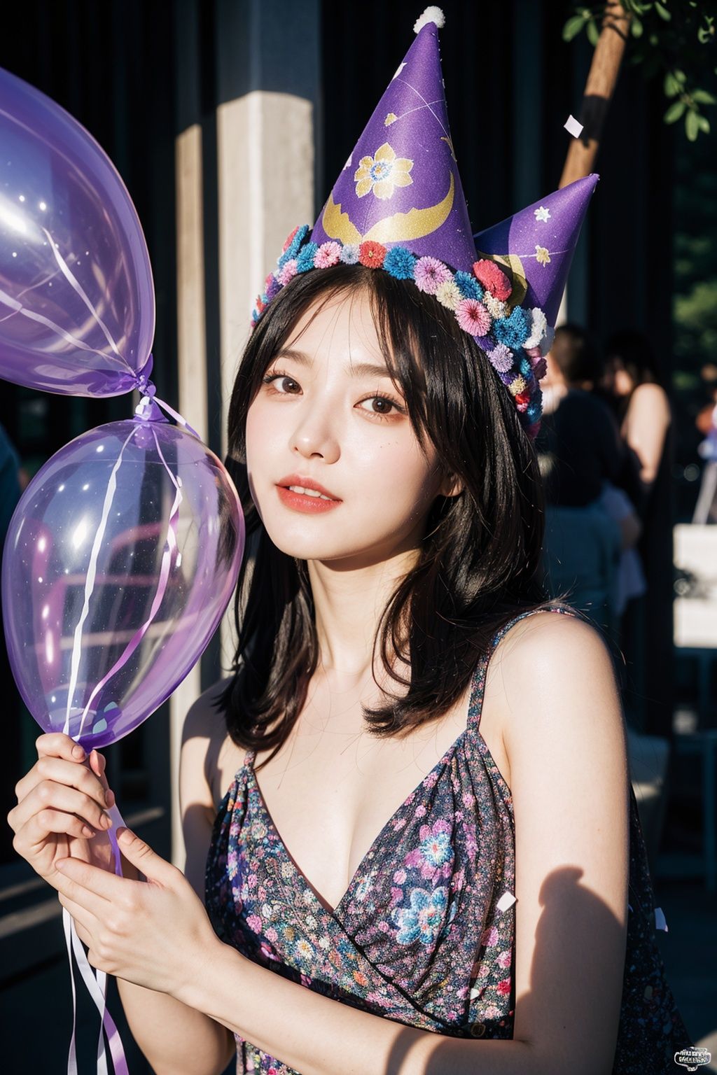 best quality,masterpiece, 1girl of a Enchanting Sakura fat Uncle wearing party hat, balloons, confetti, party, 😀, Bathed in shadows, Ultrarealistic, Romantic, Psychedelic Art, moody lighting, 80mm, Kodak Ektar, Mandala, Violet splash, Extremely Detailed Official Unity 8K Wallpapers,ultra high res,ultra high quality