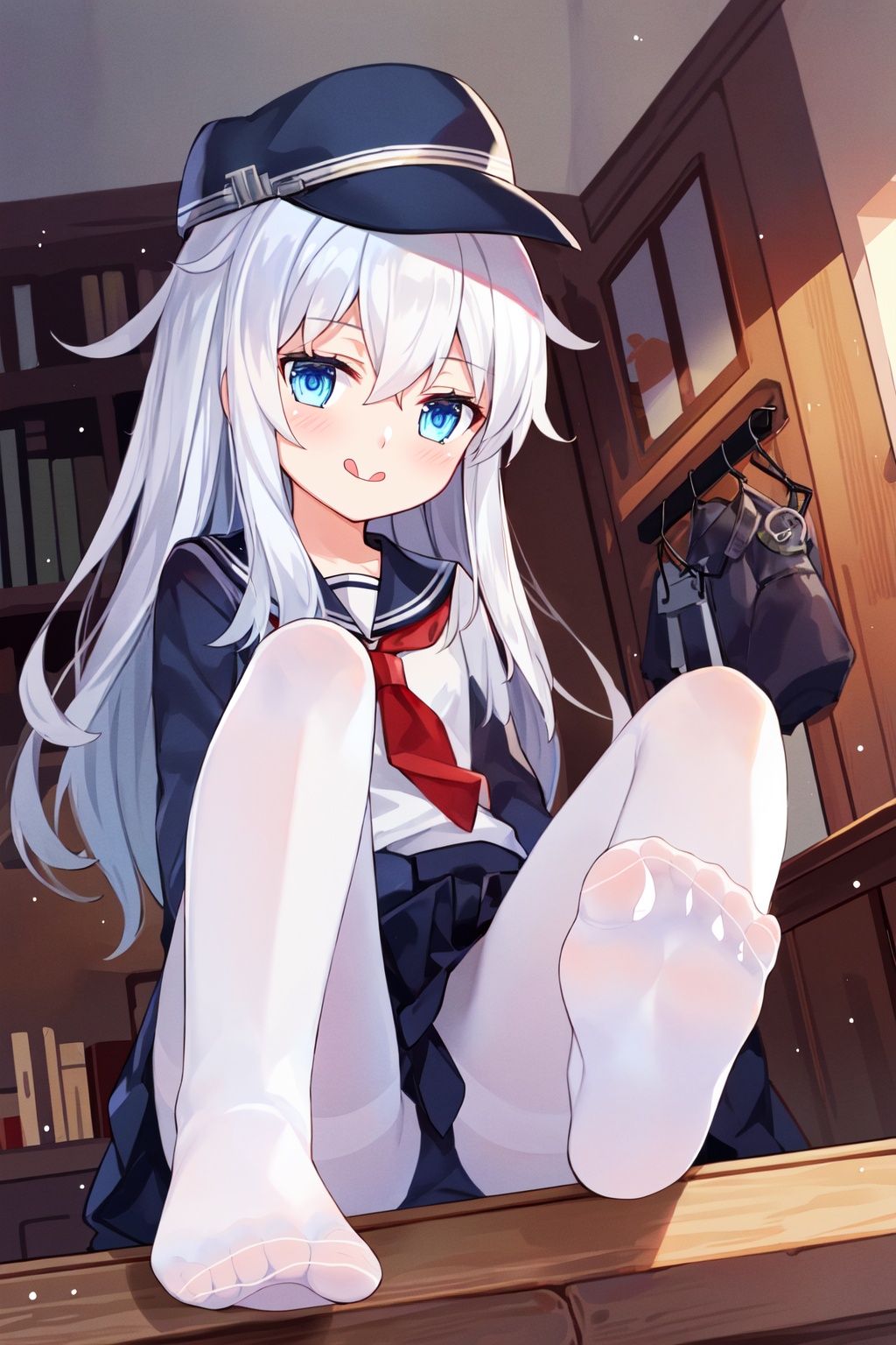long hair,  hibiki \(kancolle\),  feet on Tensor.Art
