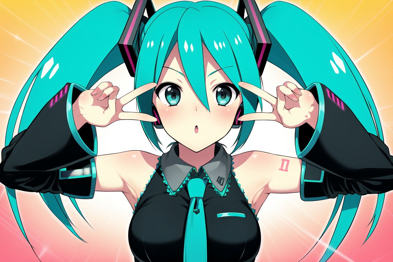 kknd, 1girl, solo, Hatsune Miku.<lora:kknd:1>