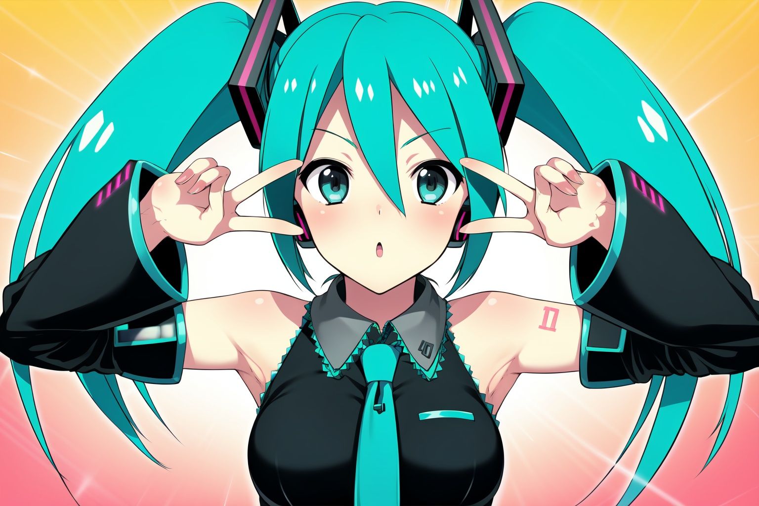 kknd, 1girl, solo, Hatsune Miku.<lora:kknd:1>