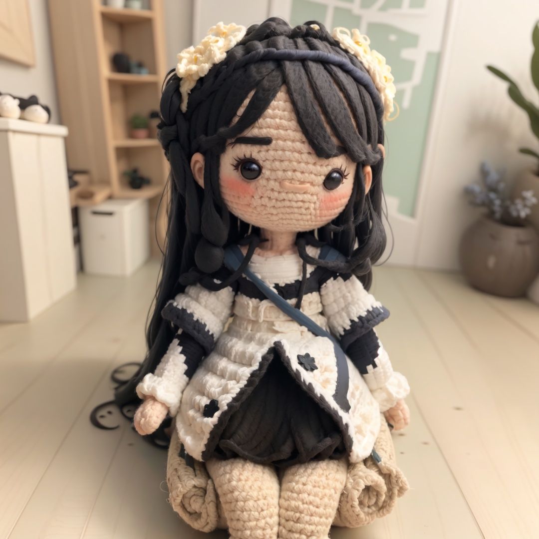ZhenXian\(wanou\),1girl,solo,solo,black hair,long hair,sit down
