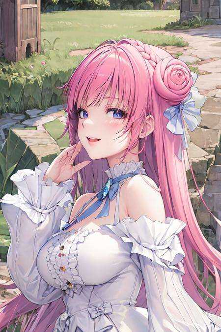 best quality, (masterpiece:1.5),(ultra-detailed), (high quality:1.3), (high resolution),best quality, (masterpiece:1.5),(ultra-detailed), (high quality:1.3), (high resolution),dorothy, dress, 1girl, solo, sky, smile, cloud, breasts, looking at viewer, open mouth, blue sky, upper body, day,grin,blush,(water:0.6),(from above:1.2),nature,scenery,nature,depth of field,dirt,(night:1.4), evening, grass, ferns,extremely detailed CG unity 8k wallpaper,illustration,(lens 50mm:1.2),
