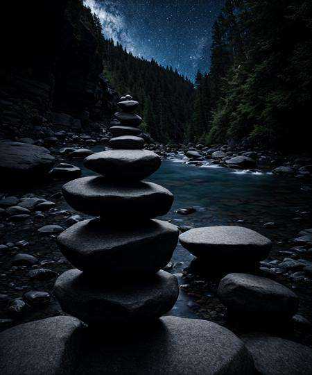<lora:lowra_v20:0.6> dark theme, rocks balancing