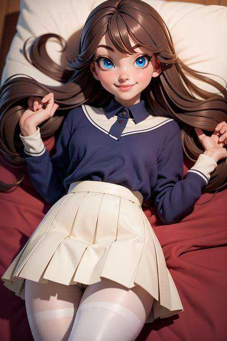 1girl,  lying,  smile on Tensor.Art