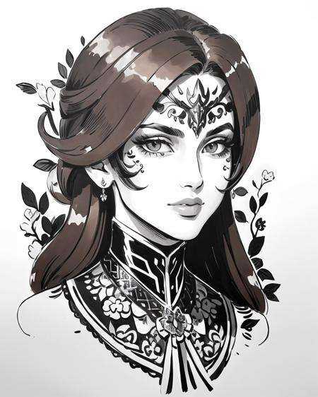 inksketch,  8k portrait of beautiful cyborg with brown hair,  intricate on Tensor.Art