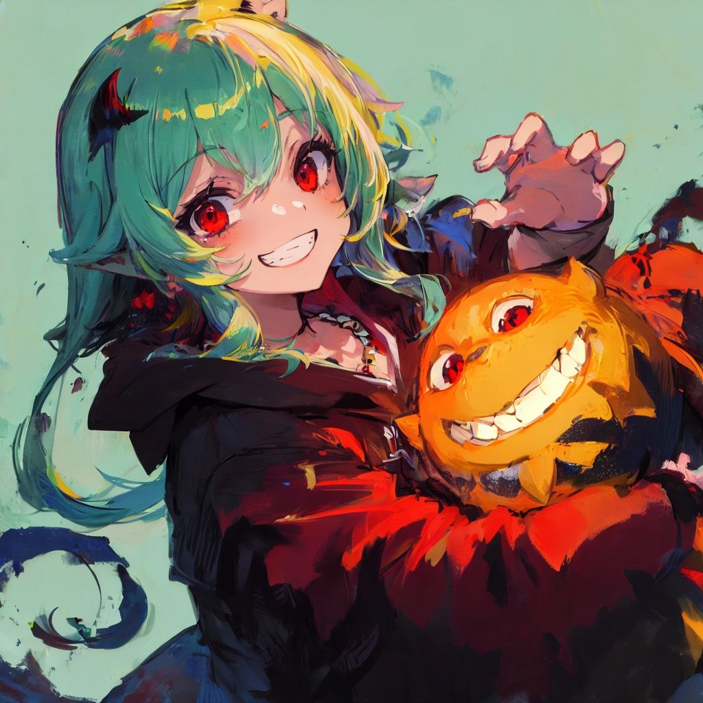highres,(best quality),(masterpiece),illustration,1girl,solo,monster girl, grin,red eyes,horror