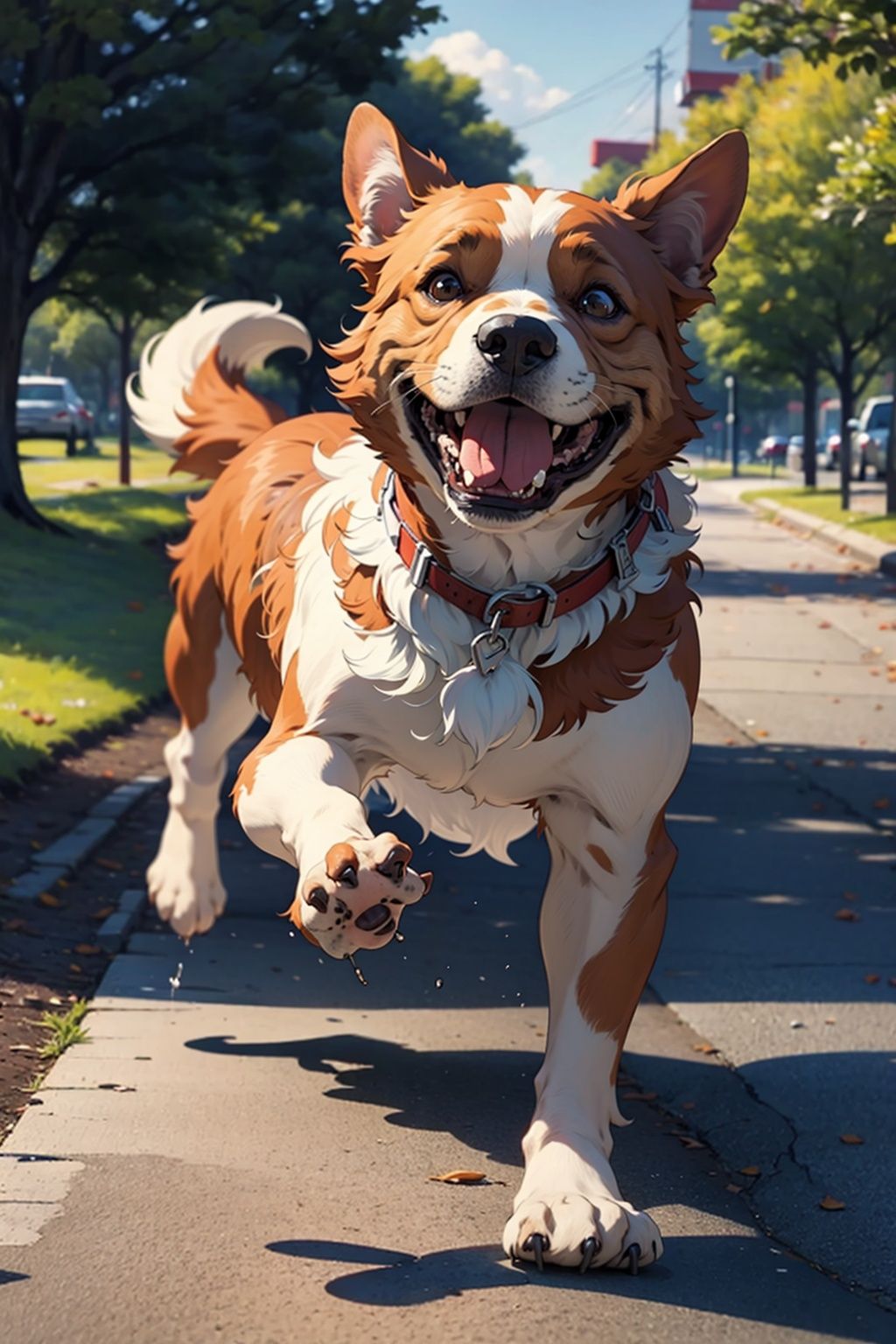 an happy dog running in a park,  tongue out on Tensor.Art