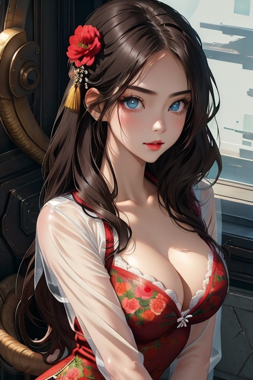 1girl, elegant floral dress, beautiful eyes, upper body, 8k,32k,高清,32,girl,Chinese style,anime