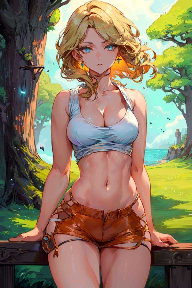 3/4 body shot,  Hooters,  blonde hair on Tensor.Art