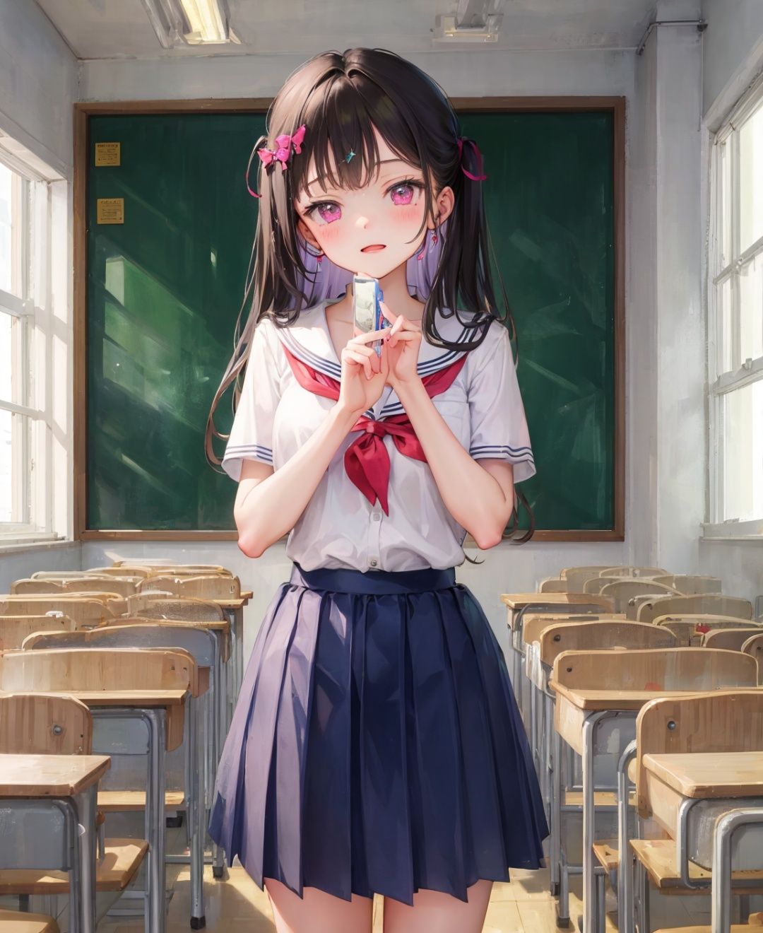 bright classroom,school uniform,1girl,