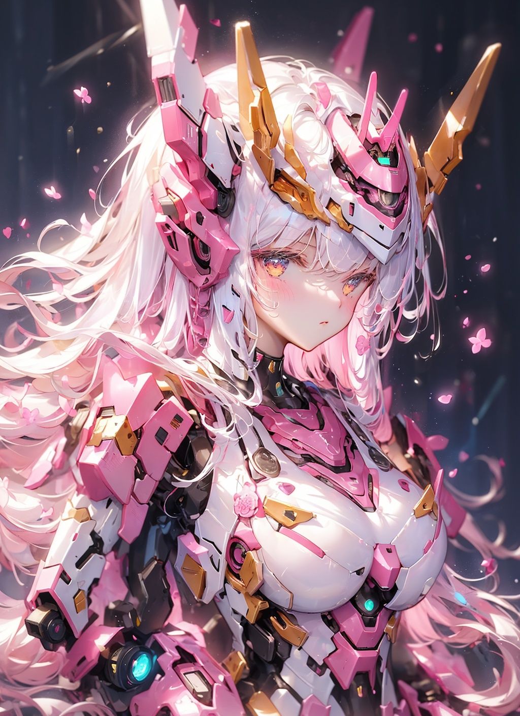 1girl,dramatic lighting,Pink Mecha,Honey Mecha,
