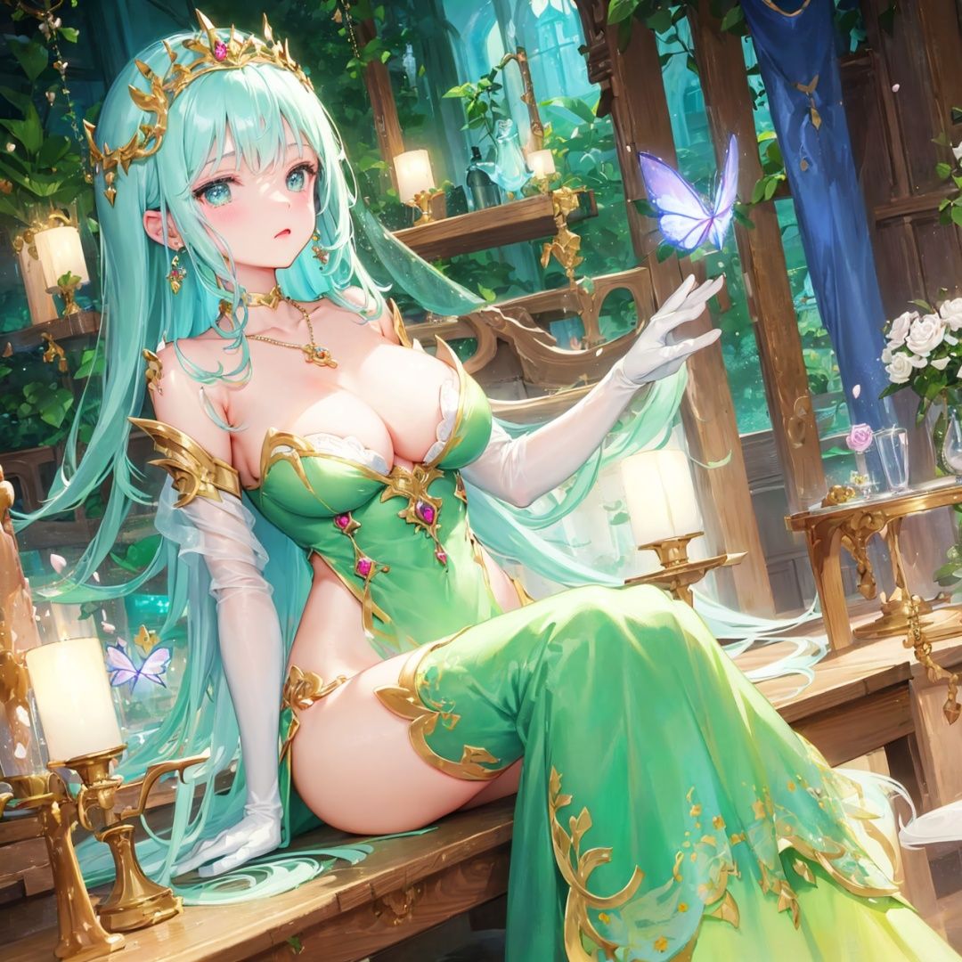 (illustration),solo,bust_portrait,gloves,{fairy_tale_princess_girl},dreamy_expression,{flower_woven_hair},{spring_green_hair},princess_outfit. Fairy tale gear.blossom_bangs,enchanting_eyes,tiara,pearl_earrings,glass_slipper_necklace,{silken_shawl},gloved_hands,rose_shoulder_pads,story_embroidery,{{magic_mirror_pendant}},Intricate fairy tale_pattern.{storybook_castles},enchanted_forests,{magical_creatures},butterfly_companions,wistful_gaze,opal_gem_pendant,necklace,{blossoming_gardens},golden_sunset,whimsical_landscapes,princess_adventures,{fairy_tale_journeys}.dusk_meadow.game CG,Very high resolution, masterpiece,extremely detailed CG unity 8k wallpaper,ultra-detailed,illustration,extremely detailed wallpaper,complex details,tyndall effect,Depth of field,1girl