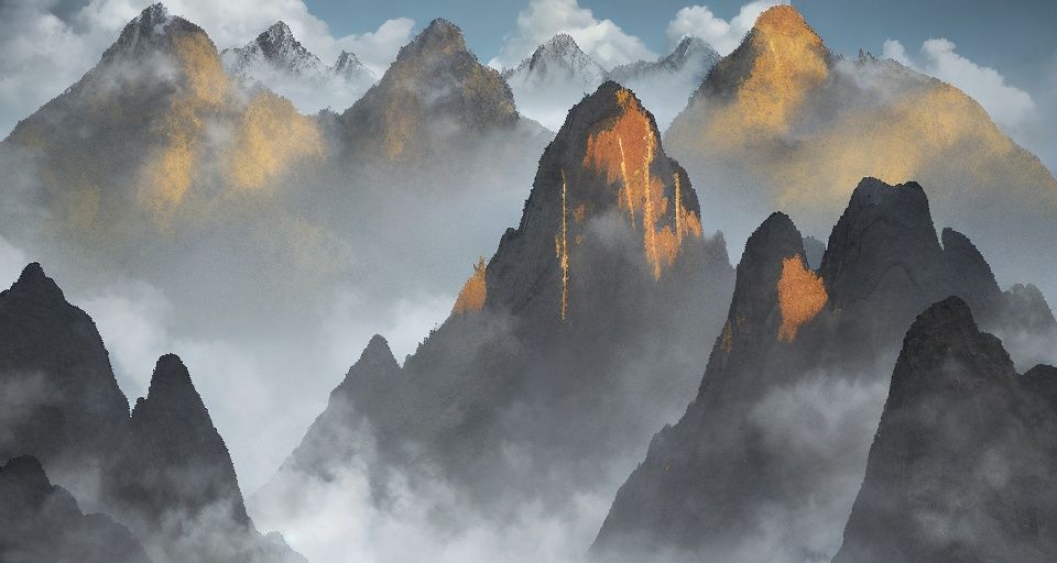 shanshui,<lora:shanshui_20230623033335:1.4>,mountains,bronzing,prospect,edge checkmark