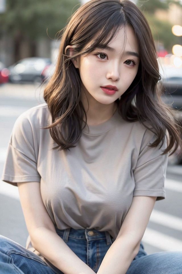 masterpiece,best quality,extremely detailed CG unity 8k wallpaper,(masterpiece),(best quality),(ultra detailed),(ultra realistic),(Best character details:1.36),nikon d750 f/1.4 55mm,dynamic angle,professional lighting, photon mapping, radiosity, physically-based rendering,outdoors,looking at viewer,blush,(taut shirt), jeans,1girl,(mature female:0.2),tall body,golden proportions,(Kpop idol),(shiny skin:1.2),(oil skin:1.1),makeup,[:(high detailed face:1.2):0.2]:, <lora:cuteGirlMix4_v10:0.8>, (close up), park, depth of field, <lora:seeThroughSilhouette_v10:0.5>,( closed mouth: 0.5)((wavy gray hair and a sophisticated sense of style)),(aegyo sal:1),(puffy eyes),(eyelashes:1.1),(parted lips:1.1),red lipstick,wide shoulders,