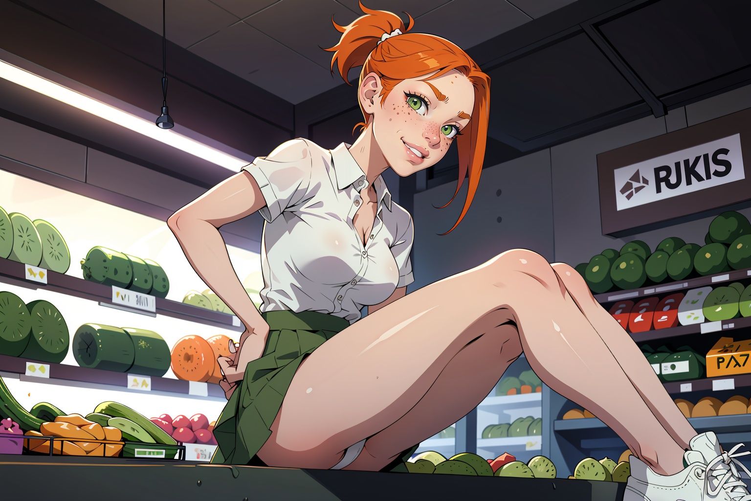 1girl,  solo,  freckles on Tensor.Art
